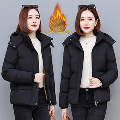 Fall Winter Hooded Cotton-padded Clothes For Plus Size Women