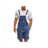 Ripped Leisure Men's Denim Suspender Shorts Jeans Men - kinko