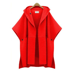 Hooded Casual Big Size Half Batwing Sleeve Cardigans Clock Type Jacket Female's New Fashion Coat