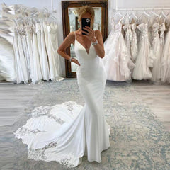 Bridal Backless Simple Satin Super Fairy Mori Style Trailing Strap Welcome Dress - kinko