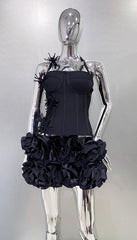Bandage Vest Flower Evening Dress Two-piece Suit - kinko
