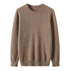 Fall Winter Men Wool Round Neck Solid Color Pullover Sweater Long Sleeve