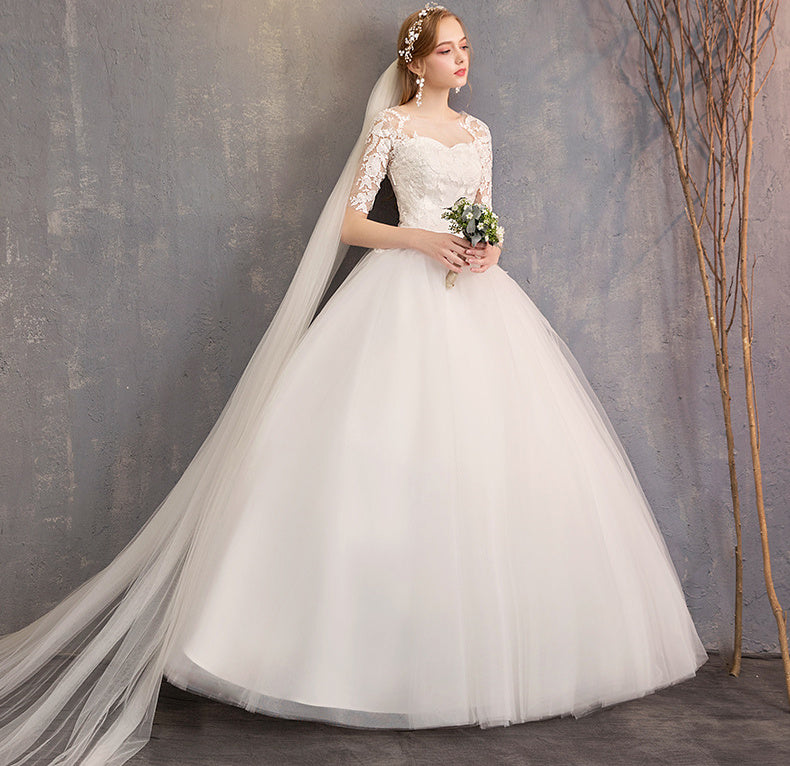 Slim Mid-sleeve Plus Size Photo Studio Wedding Dress - kinko