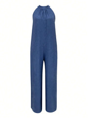 Sleeveless Halter Ruffled Young Women's Jumpsuit - kinko
