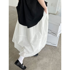 Yellow Skirt High Waist Slimming A- Line Skirt Loose Cover - kinko