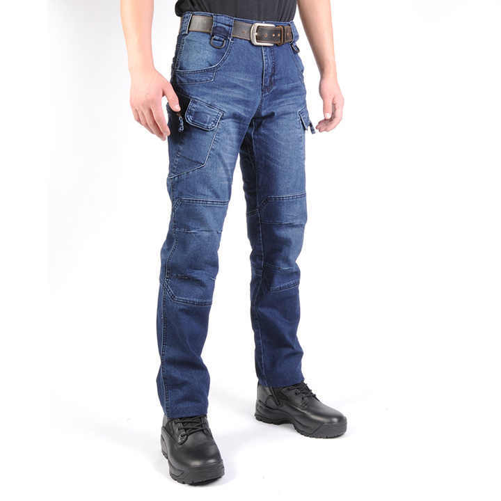 Tactical Jeans Straight Slim Training Men's Trousers - kinko