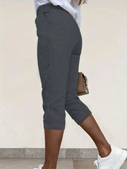 Pleated Detail Pants with Pockets - kinko