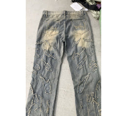 Stitching Wide Leg Jeans Embroidered Men And Women - kinko
