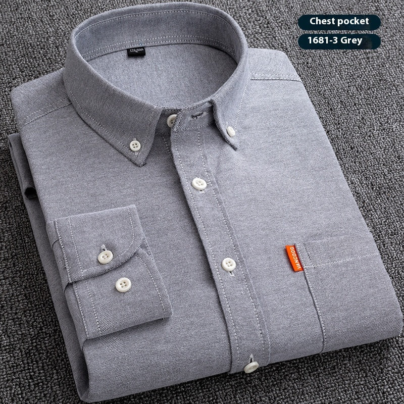 Pure Cotton Washed Oxford Woven Shirts Men - kinko