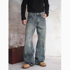 Loose Straight Leg Micro Flared Jeans For Men - kinko