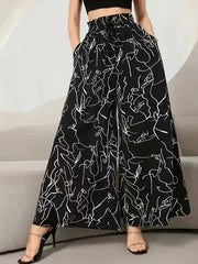 New Waist-tight Summer Long Draping Effect Long Culottes For Women - kinko