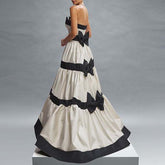 Tube Top Contrast Color Striped Bow Decoration Dress - kinko