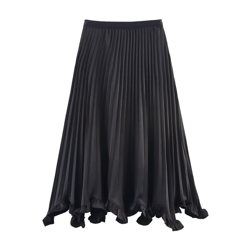 Heavy Industry Petal Wooden Ear Elegant Pleated Skirt - kinko