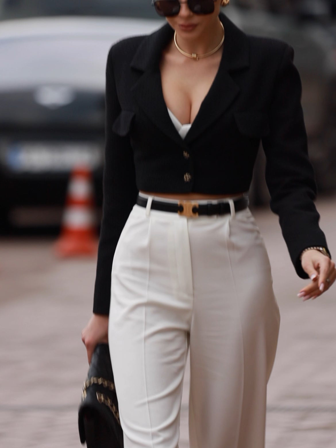 Solid Color Tweed Short Blazer - kinko