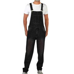American-style Retro Design Denim Suspender Pants - kinko