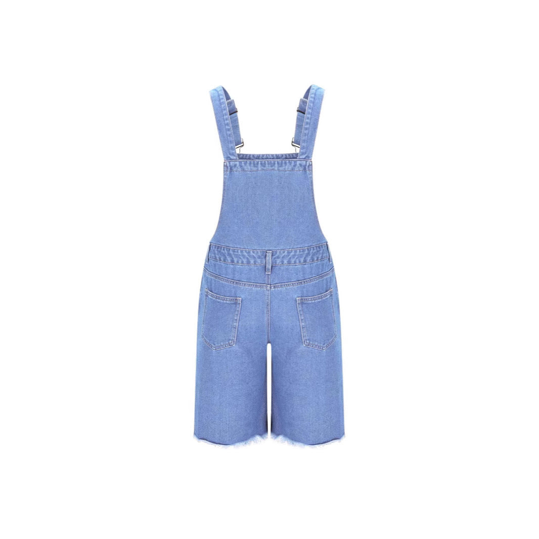 Ripped Leisure Men's Denim Suspender Shorts Jeans Men - kinko