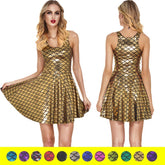 Women's Shiny Mermaid Sleeveless Short Tank Dresses - kinko