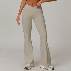 High Waist Running Sports And Leisure Skinny Versatile Bell-bottom Pants Women - kinko