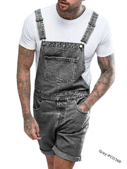 Youth Casual Mid-stretch Denim Suspender Pants - kinko