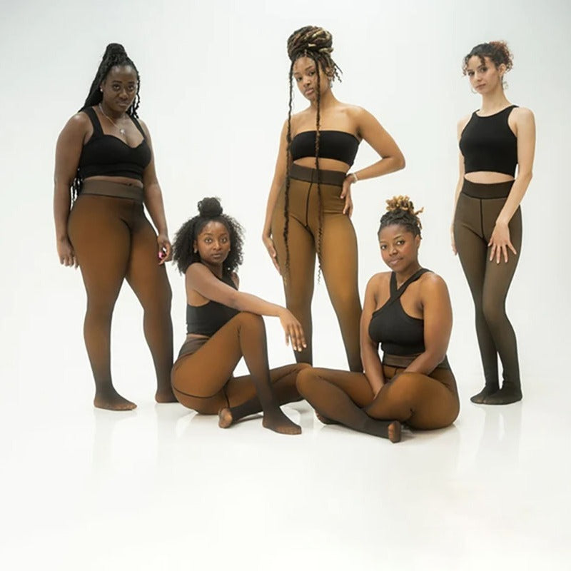 Women's Fall And Winter Outer Wear Plus Size Fake Transparent Black See-through Leggings - kinko