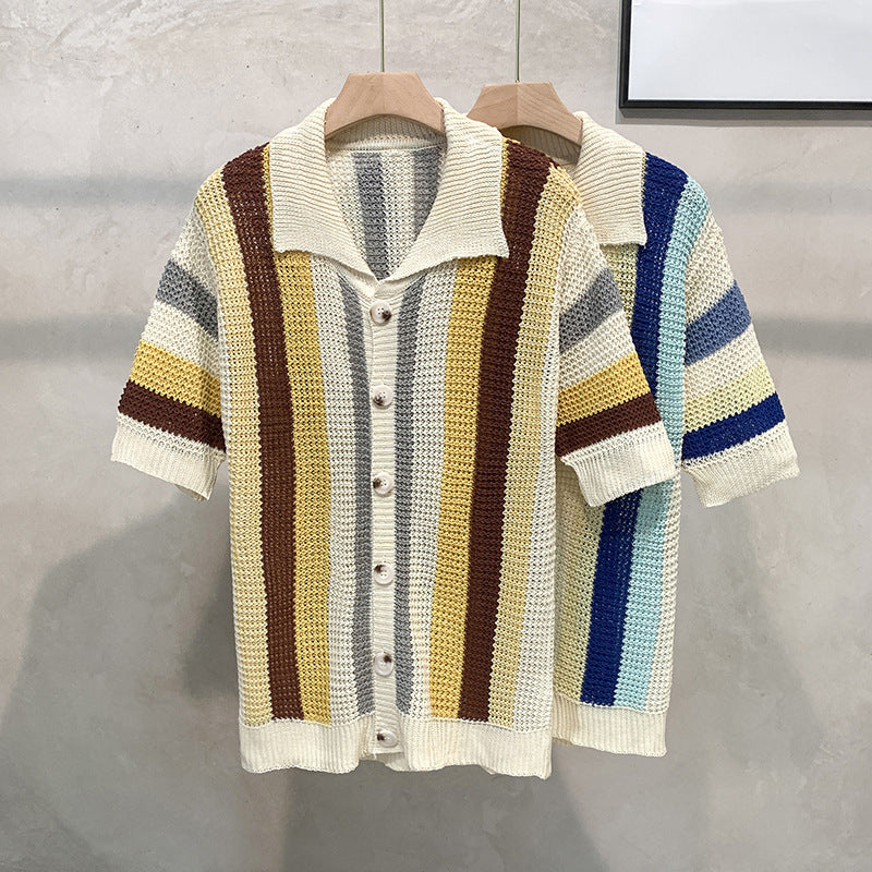 Dopamine Stripe Loose Casual Shirt - kinko