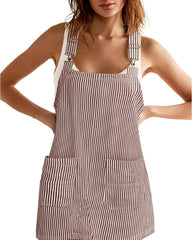 Striped Pocket Strap Adjustable Casual Dress - kinko