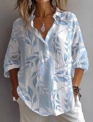Fashion Printing Lapel Long Sleeve Shirt Top - kinko