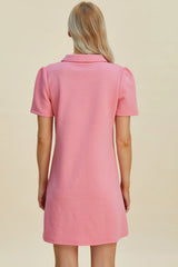 Double Take Full Size Texture Short Sleeve Dress - kinko