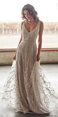 New Dress Bronzing V-neck Long - kinko