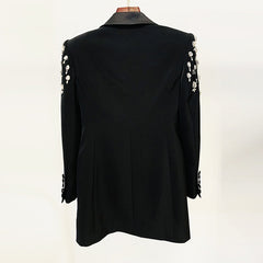 Handmade Gorgeous Heavy Industry Beads Diamond Slim-fit Long Blazer - kinko