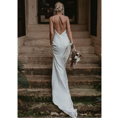 Little White Evening Gown With Train Brigade Shot Long Dress - kinko