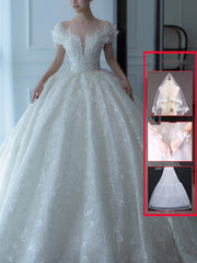 Off Shoulder French Main Wedding Dress - kinko