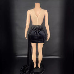 Summer Luxury Evening Dress Female Singer Stage Costume Senior Dress Side Trailing Skirt - kinko