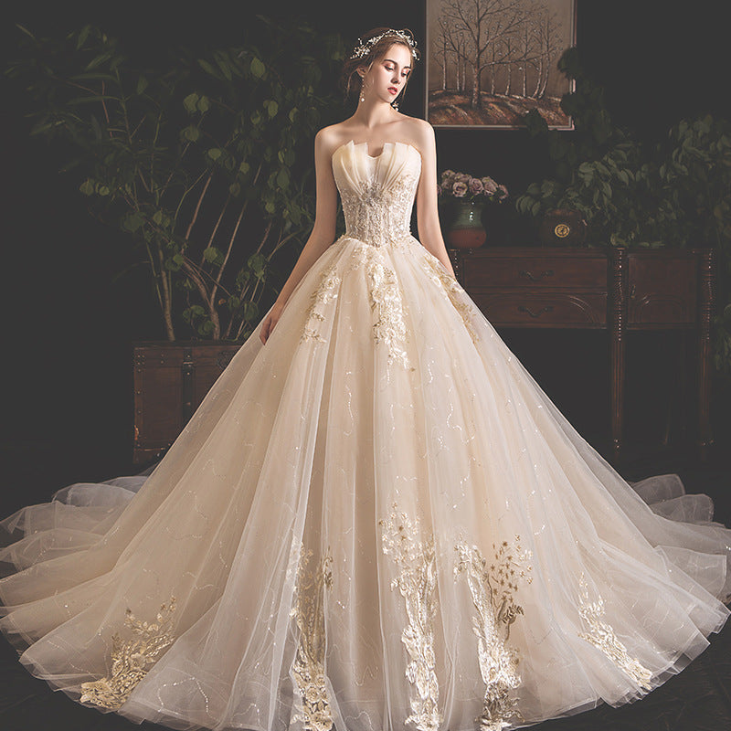 Bride Summer Tube Top Mori Style Trailing Skirt - kinko