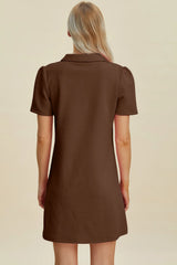 Double Take Full Size Texture Short Sleeve Dress - kinko