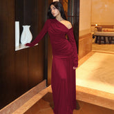 New Stylish Temperament Long Sleeves Top Slim Fit Pleated Skirt Suit - kinko