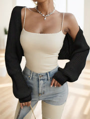 Women's Solid Color Ribbed Knit Sleeveless Cropped Cardigan For Fall