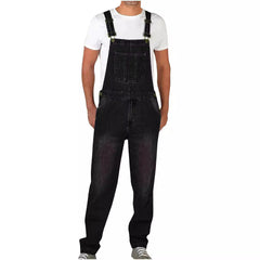 American-style Retro Design Denim Suspender Pants - kinko