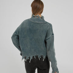 Ins Trend Street Snap Knitwear Autumn And Winter Solid Color Simple Top Women