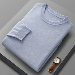 Fall Winter Men Wool Round Neck Solid Color Pullover Sweater Long Sleeve