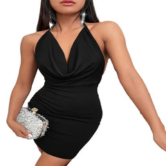 Summer Deep V-neck Dress Temperament Sling Backless Halter Dresses Women's Clothing - kinko