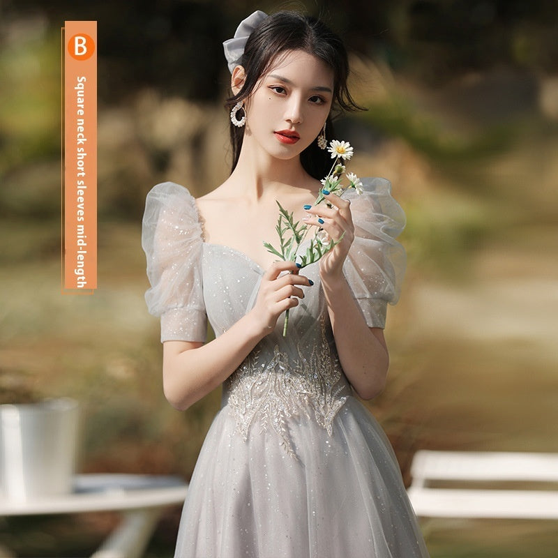 Dress Sisters Dress Female Gray Slim Fit Girlfriend Clothes - kinko