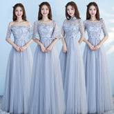 Long Bridesmaid Blue Wedding Dress Girlfriends Party Dress - kinko