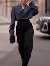 Striped Short Loose Blazer - kinko