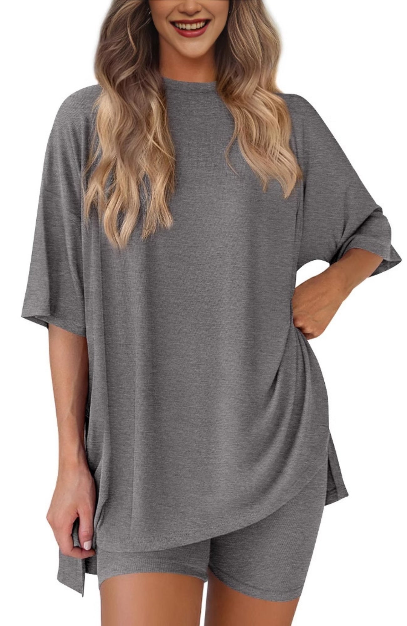 New Loose Fashion Solid Color Casual Two-piece Suit - kinko