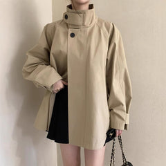 Fall Winter Stand Collar Skirt Elegant Trench Coat
