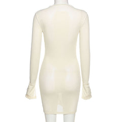See-Through Dresses With Long Sleeves Cover The Hips - kinko