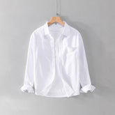 Solid Color Shirt Boys Coat Spring And Autumn Long Sleeve White Autumn Top - kinko