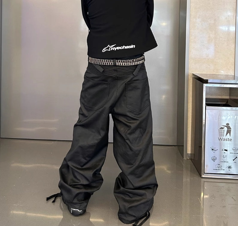 Black Glue Brush Wax Machine Pleated Knee Pads - kinko