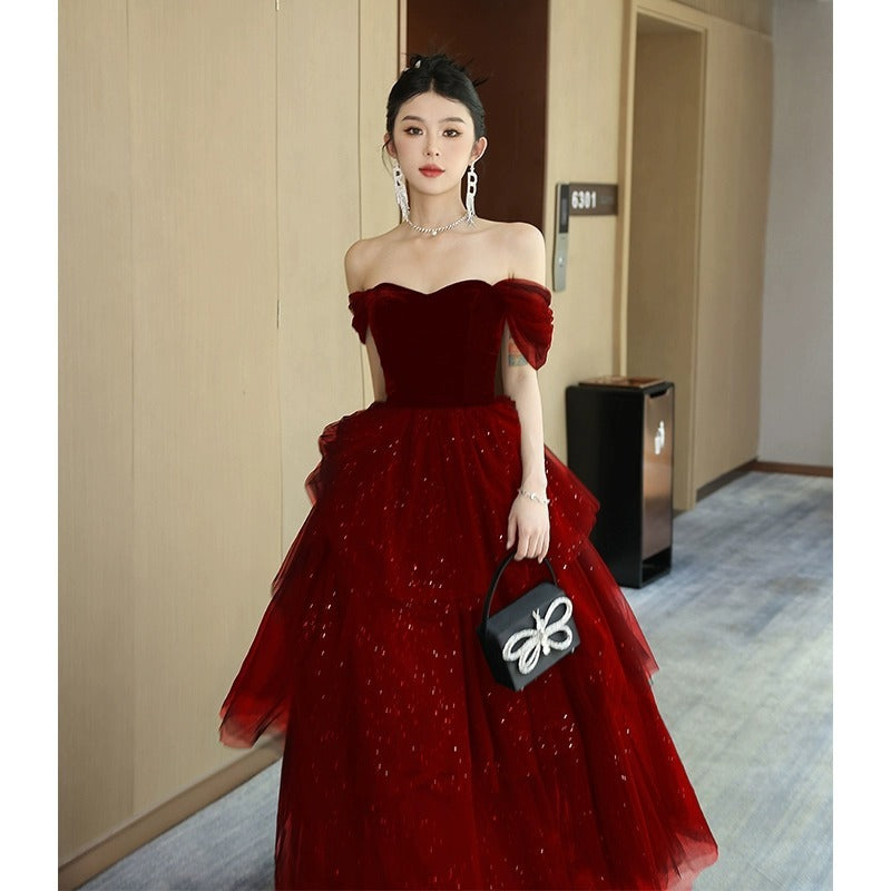 Black Evening Dress Light Luxury Minority French Style Pettiskirt - kinko